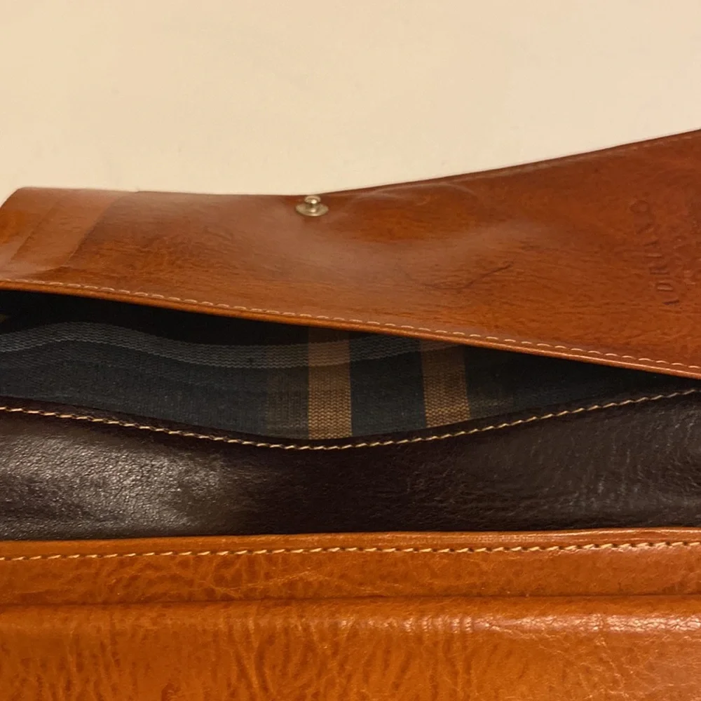 Vintage Women’s Tuscany Leather Adriano Leather Wallet Document 2 Tone Black/Tan - Picture 10 of 16
